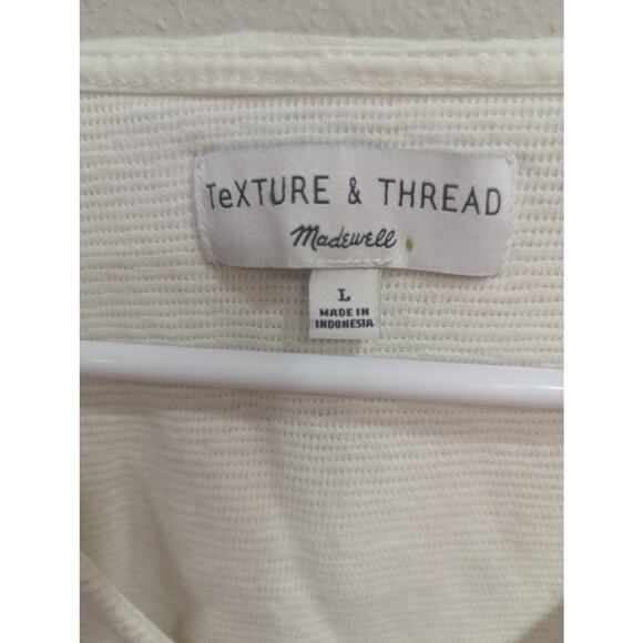 Long sleeve ribbed cotton v-neck long sleeve cropped tied blouse size Large - Picture 2 of 9